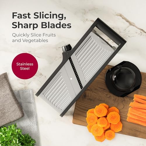 Mueller Austria Mandoline Slicer for Kitchen, Adjustable Vegetable Chopper, Fruit, Cheese Grater, Potato Chips Slicer - Black