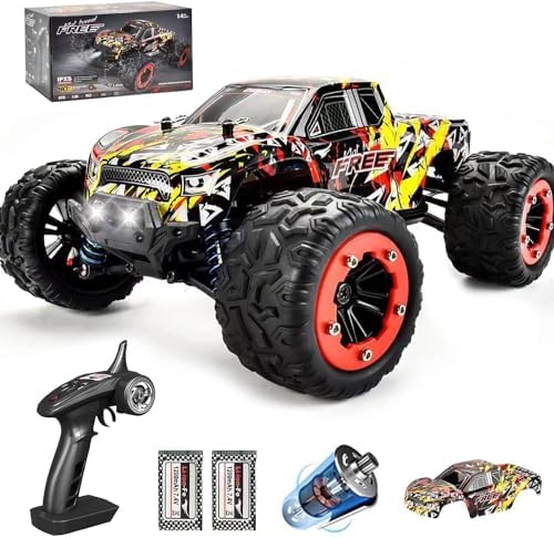 1:16 Scale All Terrain Fast RC Cars for Adults 40KPH, 4WD Electric Off-Road Remote Control Monster Truck with Metal Chassis, 2.4Ghz High Speed Car, Waterproof RC Truck with 2 Batteries for Boys & Kids
