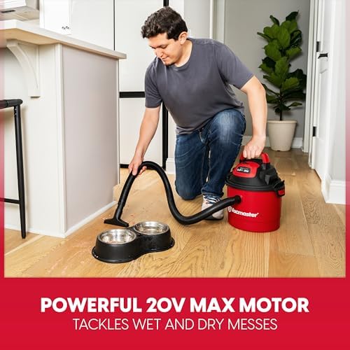 Vacmaster VOM205P 1101 2.5-Gal 2 Peak HP Wall Mount Wet/Dry Vacuum Red