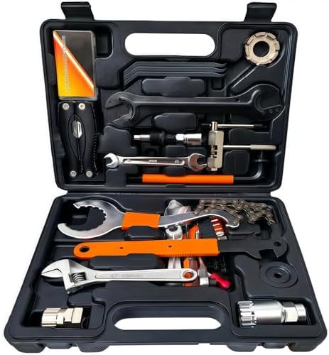 YBEKI Professional Bike Repair Tool Kit with Hard Case - Complete Maintenance Set for Mountain & Road Bikes, Includes Ratchet, Chain Tool