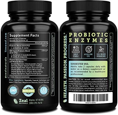 Probiotics and Prebiotics + SBO Probiotics (60 Billion CFU | 90 Capsules) Acidophilus Probiotic w. Saccharomyces Boulardii