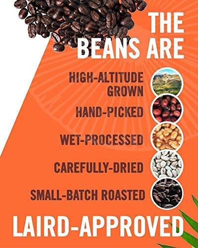 Laird Superfood Peruvian Dark Roast Coffee with Functional Mushrooms, Certified Organic Peruvian Ground Coffee Beans, Gluten-Free, Dairy-Free, Non-GMO