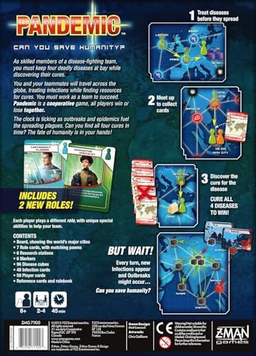 Pandemic Board Game - Cooperative Strategy for Adults & Families, Stop Global Disease Outbreaks, Adult Board Games, Teamwork & Strategy