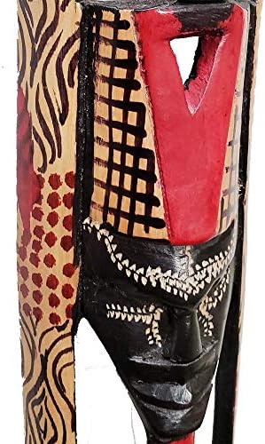 Stoneage Arts African Masks Wall Hanging Art Hand Carving Safari Décor Wall Head Sculpture Wild Animal And Tribal Features Faces Hanging Together