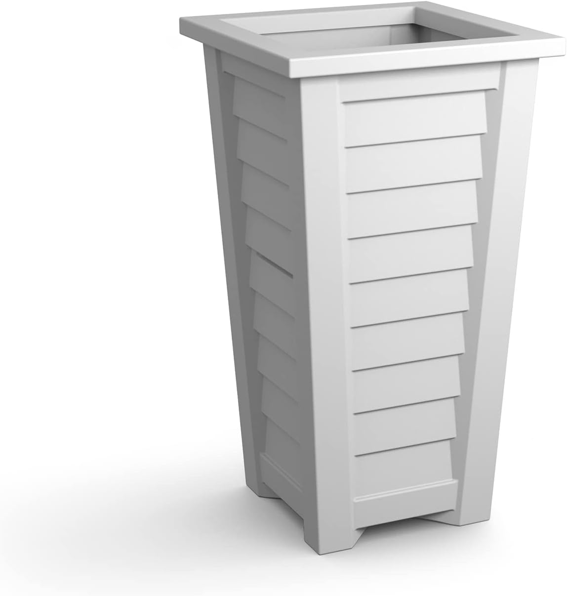 Mayne Lakeland 28in Self-Watering Tall Square Planter, White | Self-watering, All season, Fade resistant, Reversible planting shelf, 15-year warranty