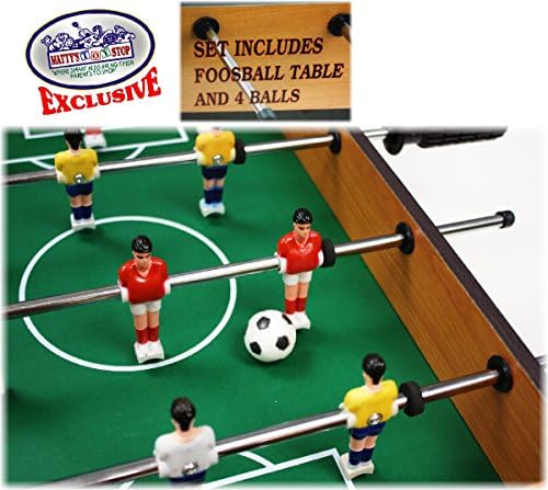 Matty's Toy Stop Deluxe Wooden Mini Table Top Foosball Game with 4 Soccer Balls
