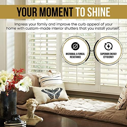 SUNCRAFT SHUTTERS-Plantation Shutters-Interior-Window COVERINGS-Custom Made in 10 Days- DIY Install -Made in North America-Never Needs Painting -25