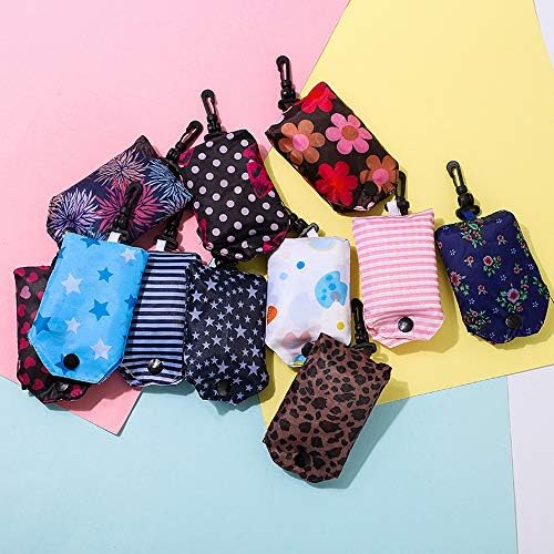 Kaxich Foldable Reusable Grocery Shopping Tote Bags, 6 Pack Eco-friendly Travel Recycle Shopping Bags Folding to fits in Pocket