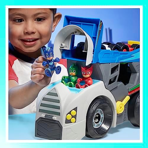 PJ MASKS Power Heroes Hero Hauler Truck Playset with 2 Duo Racer Superhero Toy Cars, Preschool Toys for Boys and Girls