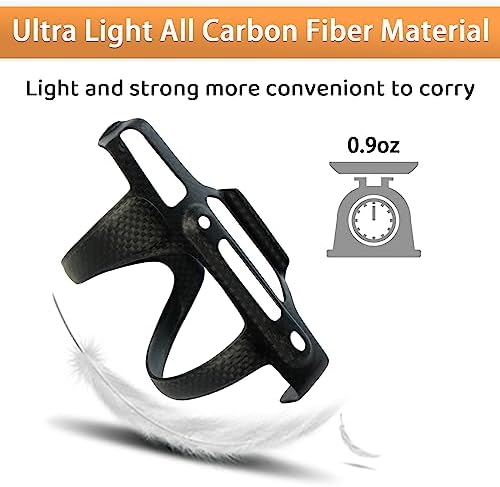 BRKURLEG Ultra-Light Carbon Fiber Water Bottle Cage with Screws Tool | Bike Water Bottle Cage Holder Brackets for Road Bike MTB Mountain Cycling Black Matte, Right Opening