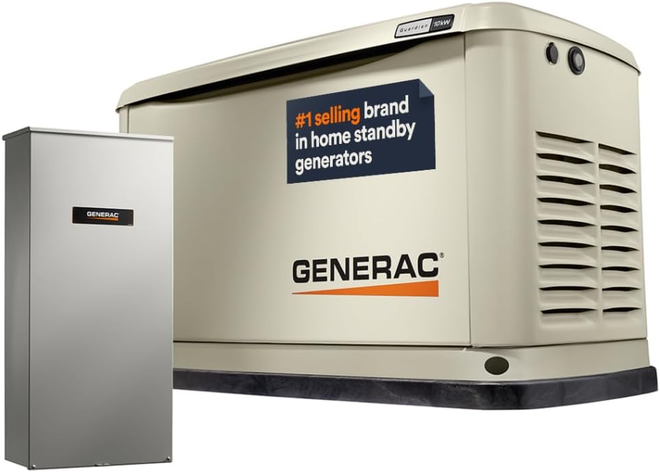 Generac Guardian 10kW Home Generator, Transfer Switch & WiFi Monitoring