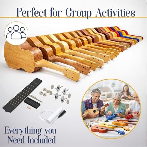 DIY Ukulele Kit - Build Your Own Guitar with 21-Inch Soprano Ukelele Kit, Includes 33 Pieces Make Your Own Ukulele Acoustic Guitar DIY Projects