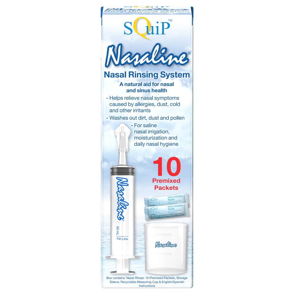 Squip Nasaline Nasal Rinsing System with 10 Premixed Saline Packets