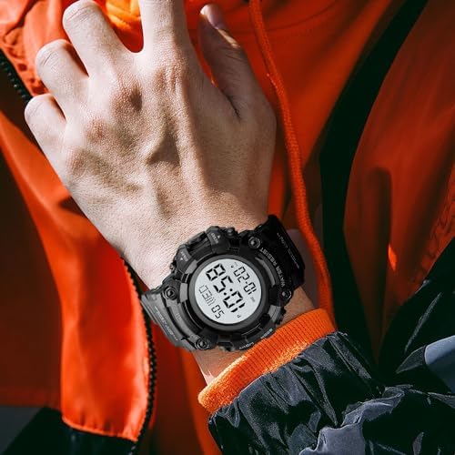 FANMIS Men's Digital 50M Waterproof Electronic Sport Watch Rubber Band Army Military 24H Time LED Light 164FT Water Resistant Calendar Date Day Watches