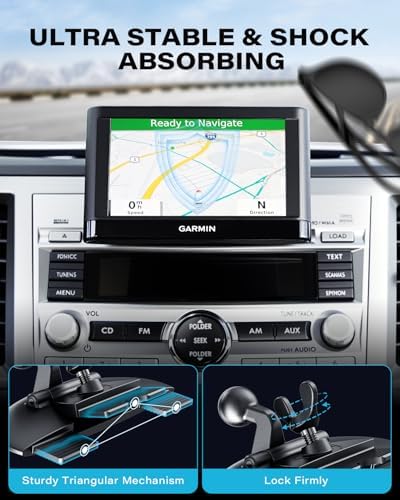 APPS2Car CD Slot GPS Mount for Car, Compatible with 17mm Ball GPS Devices | Replacement GPS Car Mount with Screw-Lock CD Slot Base