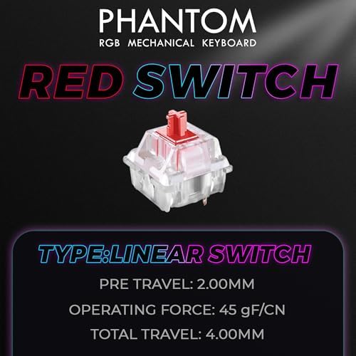 TECWARE Phantom 87 Key RGB Mechanical Gaming Keyboard | Outemu Red Switch | 16.8M Color LED Lighting | 18 Pre-Set | Low Latency | N-Key Rollover | Software Customizable Keys | Wired USB Connection