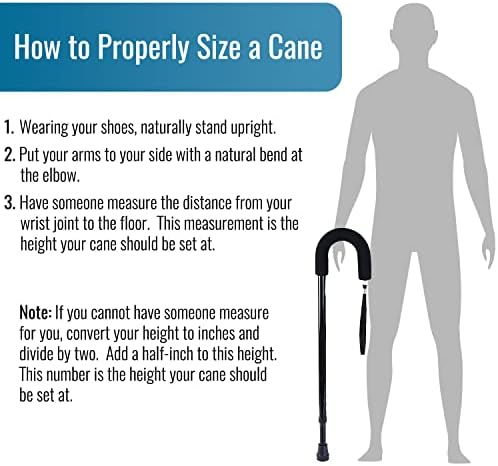 DMI Deluxe Adjustable Cane with Comfort Grip Handle and Strap, Black