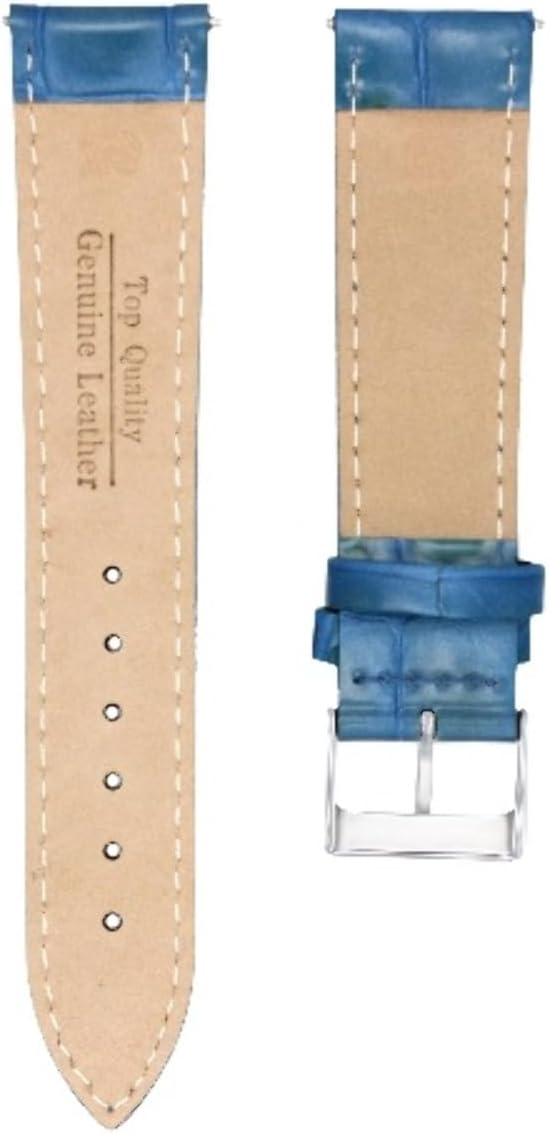 Ewatchparts 20mm Leather Watch Band Strap Compatible With Invicta Diver Russian Light Blue With White Stitching