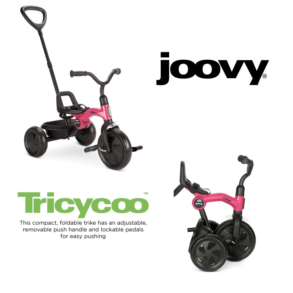 Joovy Tricycoo 4.1 Kids Tricycle with 4-Stages Featuring Extra-Wide Front Tire, Removable and Adjustable Parent Handle, Safety Harness