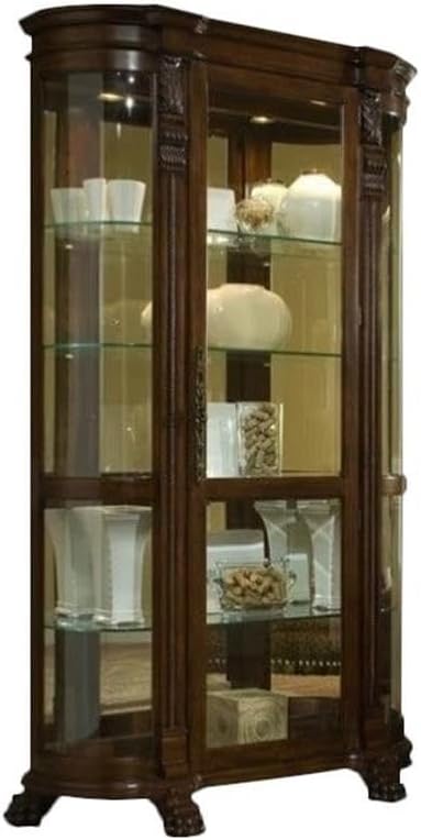 Pulaski Curved End Curio, 53 by 17 by 82-Inch, Brown