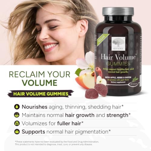 NEW NORDIC Hair Volume Daily Biotin Support Gummies 60-Day Supply - 1 Pk