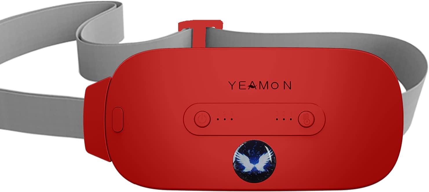 Portable Cordless Heating Pad, Electric Waist Belt Device, Fast Heating Pad with 3 Heat Levels and 3 Massage Modes, Back or Belly Heating Pad