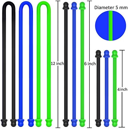 5Pcs 18in Silicone Cable Tie, Steel-Cord Twist Ties, Organizer