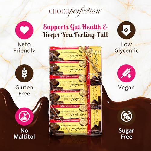 ChocoPerfection Sugar Free Dark Chocolate Bars - Gluten Free - 30 Pack 10G