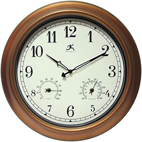 Craftsman 18 inch Copper Petina Outdoor Clock Thermometer Combo Patio Water