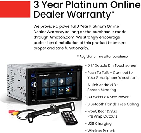 BOSS Audio Systems Elite BV755BLC Car Stereo System - 6.2 Inch Double Din Touchscreen, Bluetooth Audio & Calling Head Unit, Radio Receiver, CD Player