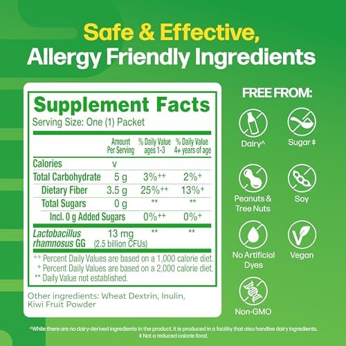 Culturelle Kids Probiotic + Fiber Packets, Ages 1+, Unflavored, 24 Count | From the #1 Pediatrician-Recommended Brand± Digestive Health & Immune Support, Help Restore Regularity*, Children & Toddlers