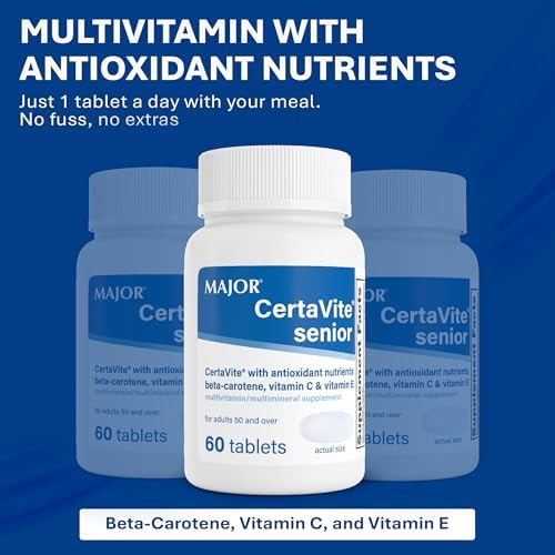MAJOR CertaVite Senior Multivitamin with Antioxidants, 60 Tablets | Multivitamin for Women and Men With Beta-Carotene, Iron, Vitamin C and E