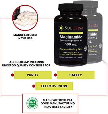 Niacinamide Non-Flushing Vitamin B3 Supplement | Vegetarian and Gluten-Free Vitamin Niacinamide Tablets with Vegetable Cellulose Casings | Promotes