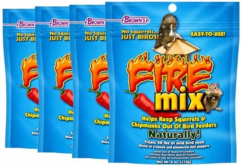 Brown's Fire Mix Squirrel Deterrent for Wild Bird Seed, Natural Chipmunk & Squirrel Repellent Powder for Bird Feeders, Treats Up to 40 lbs. Seed