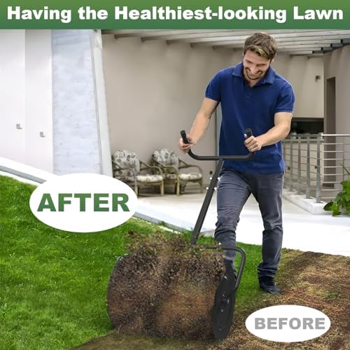 Lilyvane Compost Spreader, 24” Large Peat Moss Spreader with T Shaped Handle, Height Adjustable, Heacy Duty Garden Peat Moss Roller