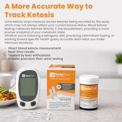 KetoTrak Blood Ketone Test Strips, 50 Count for Ketone Monitoring