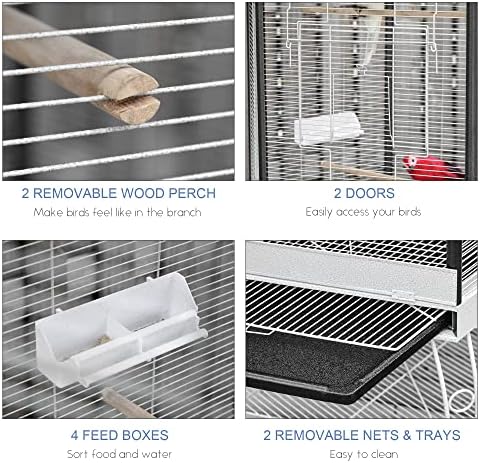 PawHut 44" Hexagon Covered Canopy Portable Aviary Flight Bird Cage With Storage | Hexagon