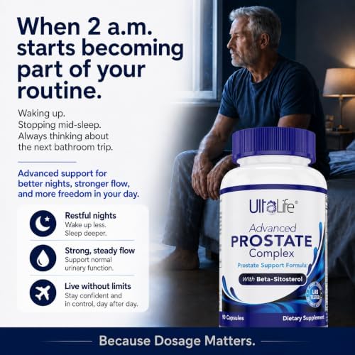 Advanced Saw Palmetto Prostate Supplement for Men with Beta Sitosterol Promotes Urinary Comfort, Sleep Quality & Prostate Health 90 Capsules