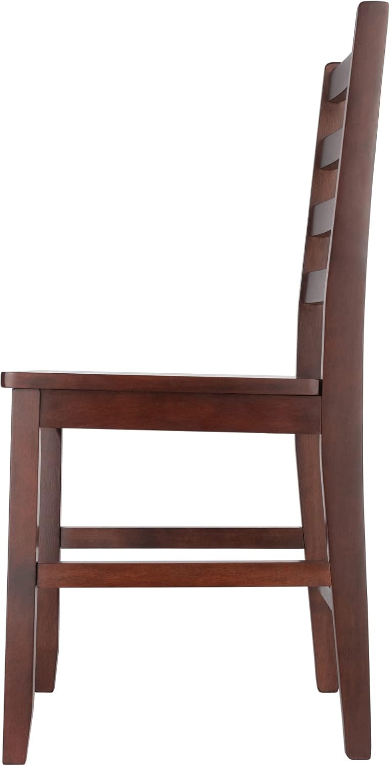 Winsome Alamo 3-Pc Double Drop Leaf Dining Table with 2 Ladder Back Chairs, Walnut