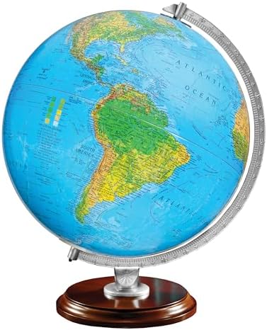 Replogle Student - Educational Classic World globe, Blue Ocean, Raised Relief feature, including a bonus map, made in USA, 12"/30cm diameter