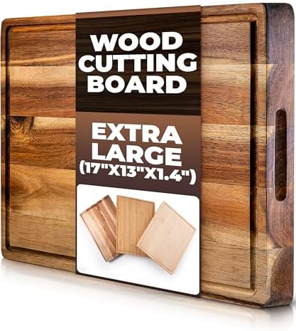 Butcher Block - Organic Bamboo Cutting Board w/Juice Groove - 17x13x1.5" -Butcher Block Cutting Board - Premium Quality and Professional Design - Bamboo Chopping Block