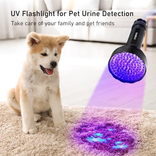 GLOSSDAY Blacklight Flashlight,128 LED UV Flashlights, Upgraded Bright Ultraviolet Flashlight Professional Black Light for Dog/Cat, Hunting Scorpions