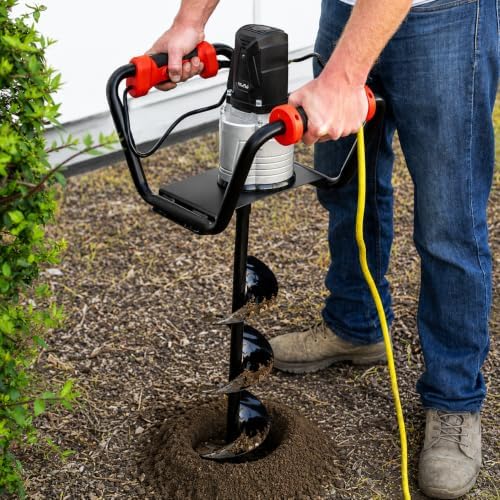 XtremepowerUS 1500W Electric Post Hole Digger Earth Auger Dig Hole Fence Post Hole Digging, Tree Planting with 6" Digging Auger Bit Set, 3/4" Shaft