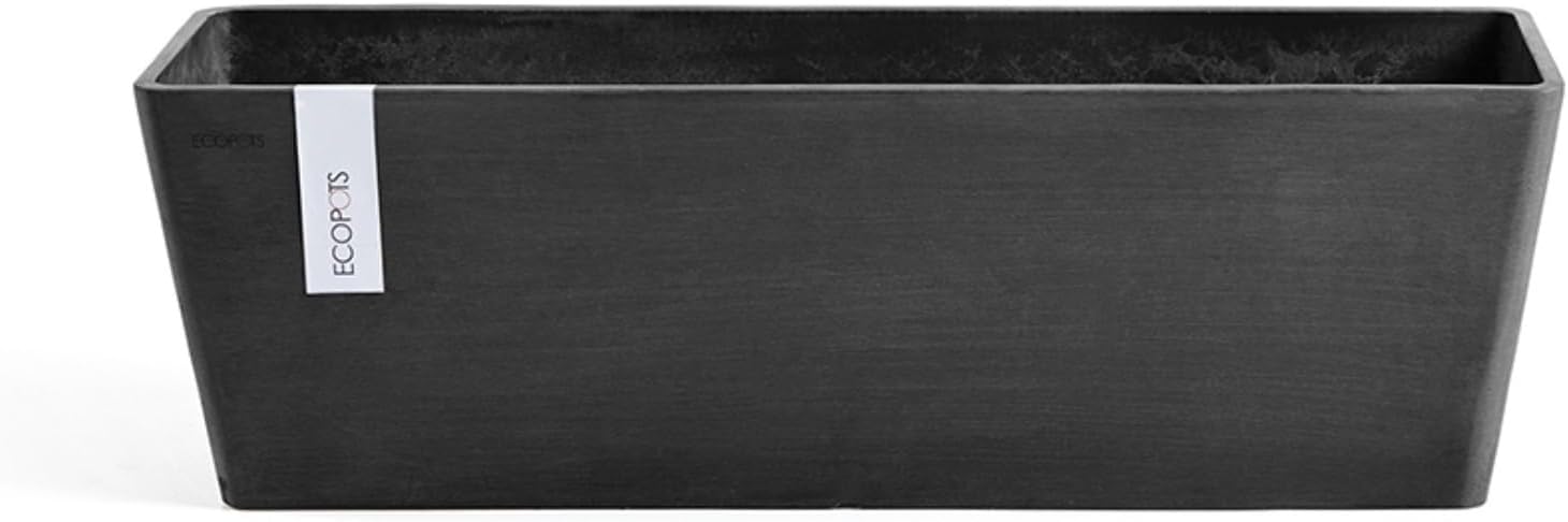 Ecopots Bruges Rectangular Flower Planter, Grey, 21.5" | Modern Style, Durable Recycled-Based Composite Construction, Weather and UV-Resistant, for Indoor/Outdoor Use