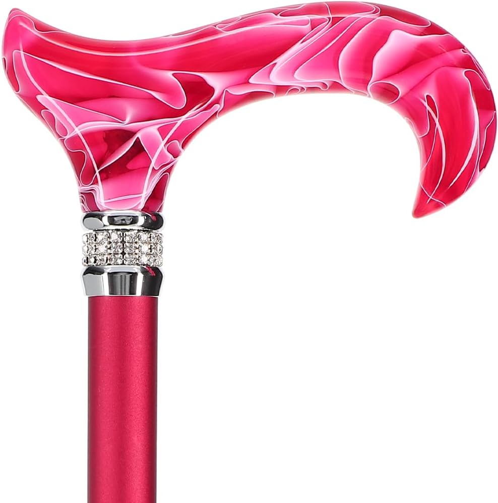 Stylish Walking Sticks – Rhinestone Collar Designer Adjustable Canes Colorful – Best Gift for Men and Women Light Weight Aluminum Shaft & Safe to Walk