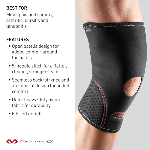 McDavid 402 Knee Support With Open Patella, Black, Large