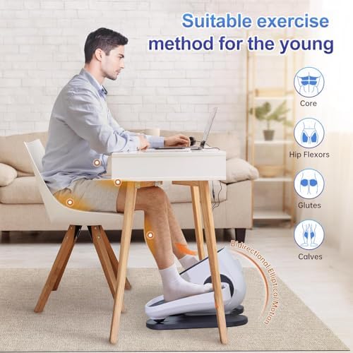 Under Desk Elliptical, Quiet Motorized Leg Exerciser with Remote Control | Quiet pedal exerciser for seniors, home and office use