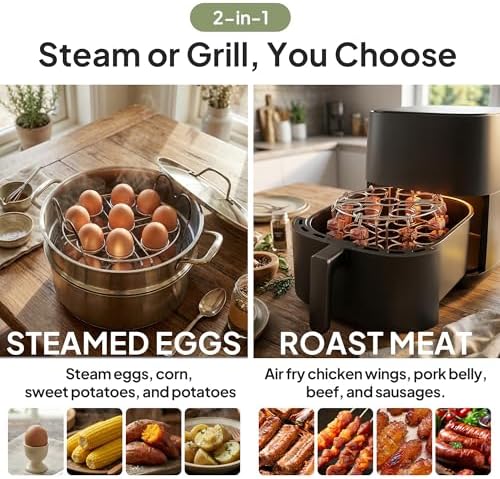 Stackable Egg Steamer Rack Holds 18 Eggs with Handles, Stainless Steel Instant Pot Trivet Fits 6qt/8qt Pressure Cooker