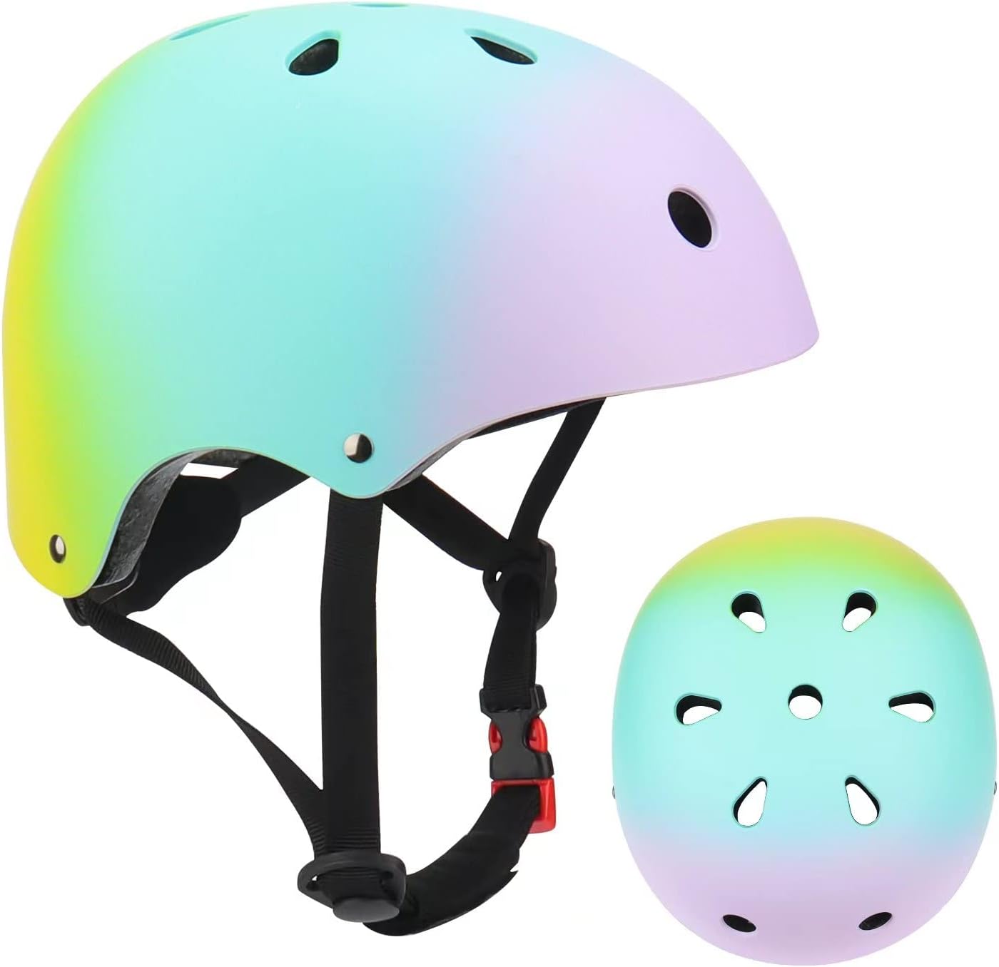 Color Gradient Adjustable Kids Bike Helmet Toddler Helmets for 3-5-8-14 Years Kids Girls Boys Youth Bicycle Helmet for Scooter Balance Bike Roller