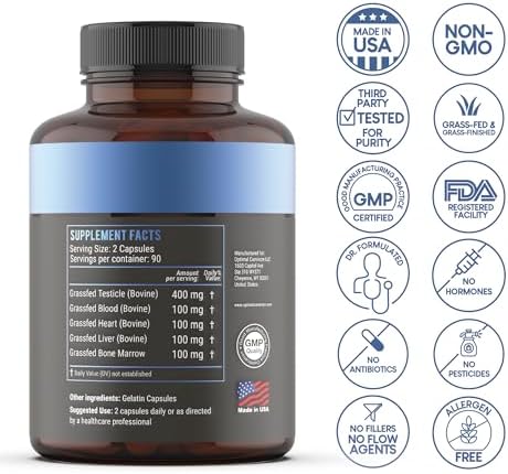 Grass Fed Beef Liver Capsules, Freeze Dried in Convenient Pills, 180 Capsules, Desiccated Supplement